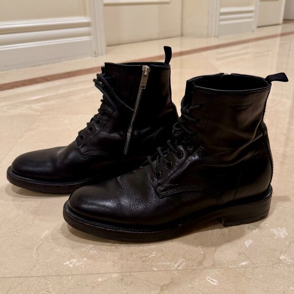 Saint Laurent Mens Leather Combat Boots, SZ 9